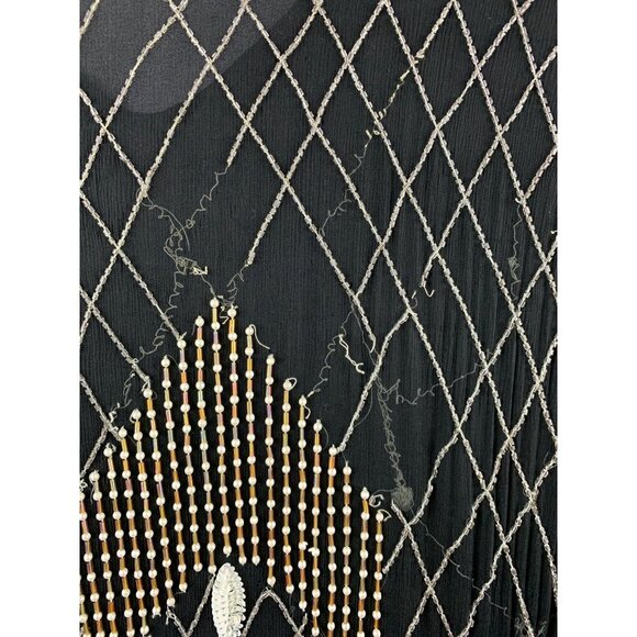 Vintage 100% Silk Beaded Dress Size M - Picture 8 of 10
